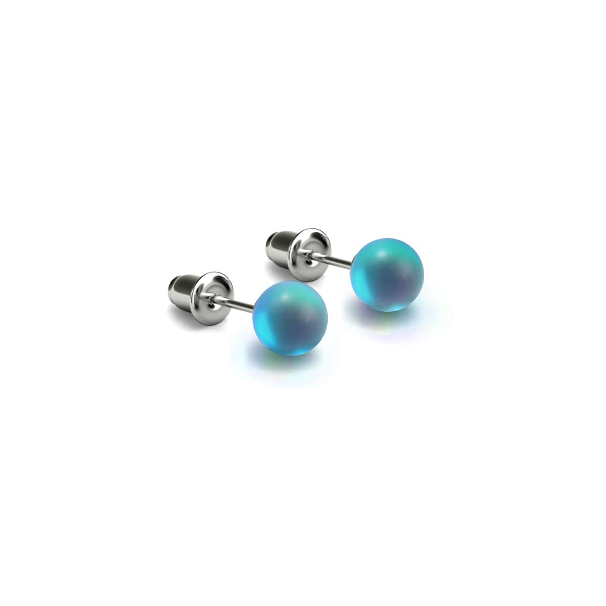 Aquamarin | 925er Sterlingsilber | Meerjungfrau-Mini-Ohrstecker aus Glas